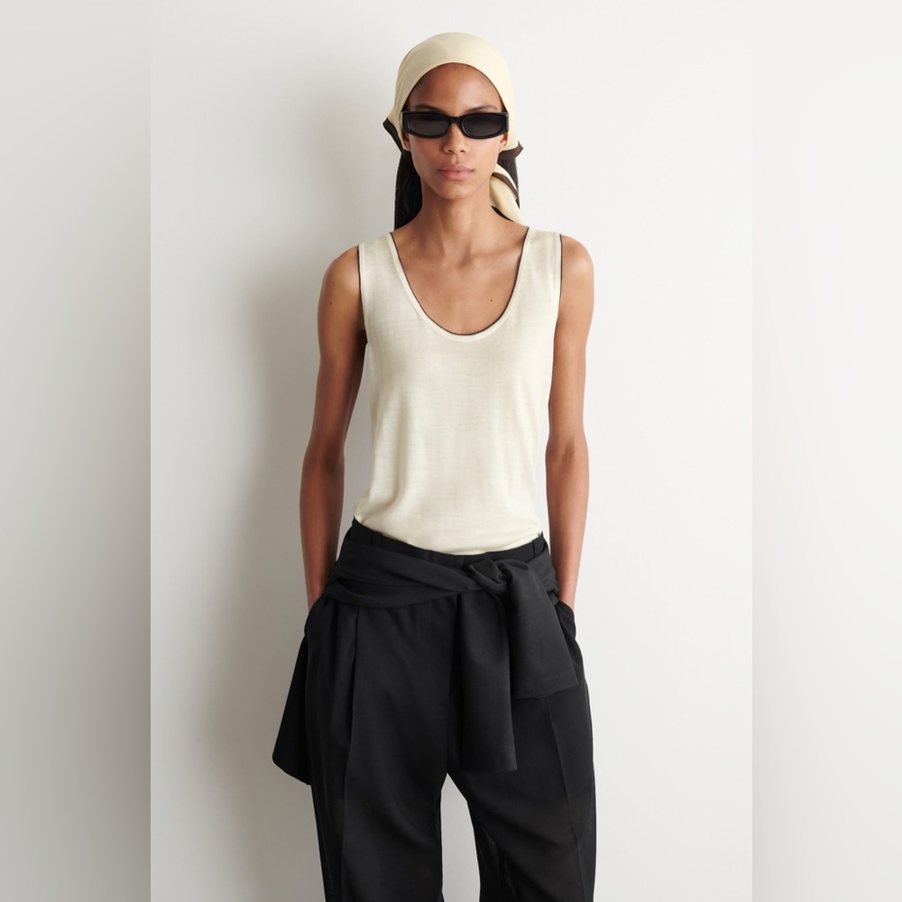 NWT COS Contrast-Tipped Knitted Wool Tank Top